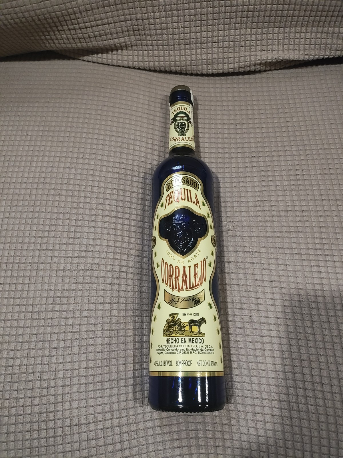 Reposado Tequila Corralejo Mexico 1L 18″ Empty Blue Bottle (Contains No Alcohol)