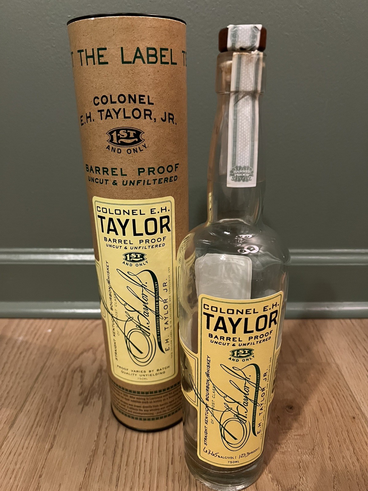 Colonel EH Taylor Barrel Proof uncut Bourbon Bottle and Tube – Unrinsed
