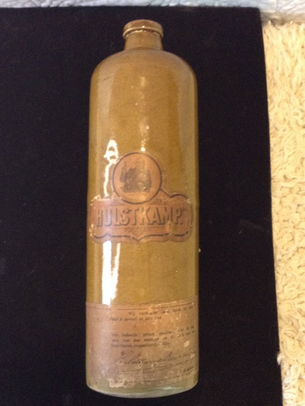 VTG 1900’s Hulstkamp (Gin) Earthenware Bottle Original Bottle Dutch Distillery