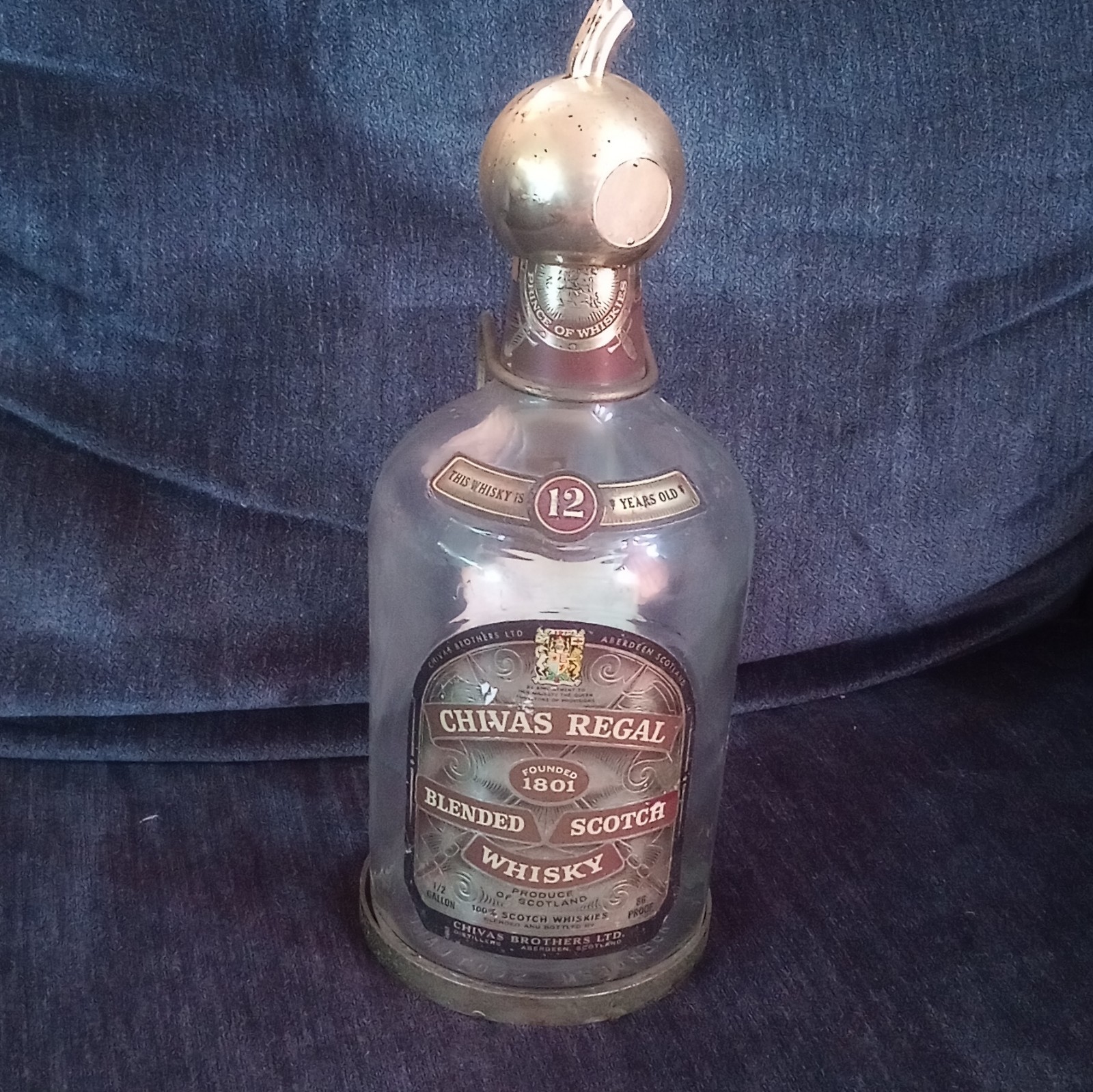 Chivas Regal 12 Year Blended Scotch Whisky 1/2 Gallon Clear Liquor Bottle. B.1