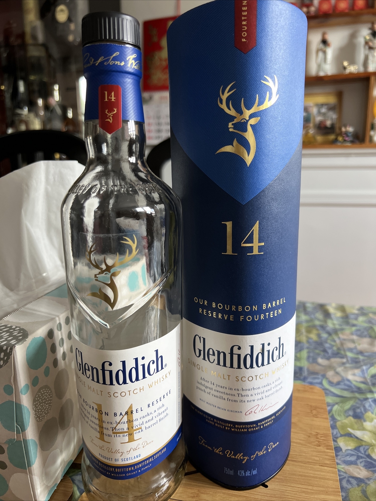Glenfiddich 14 empty bottle with box 750ml