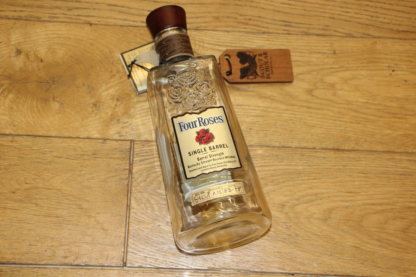 750ml Four Roses Private Selection Whiskey bottle with Topper Scout and Scholar
