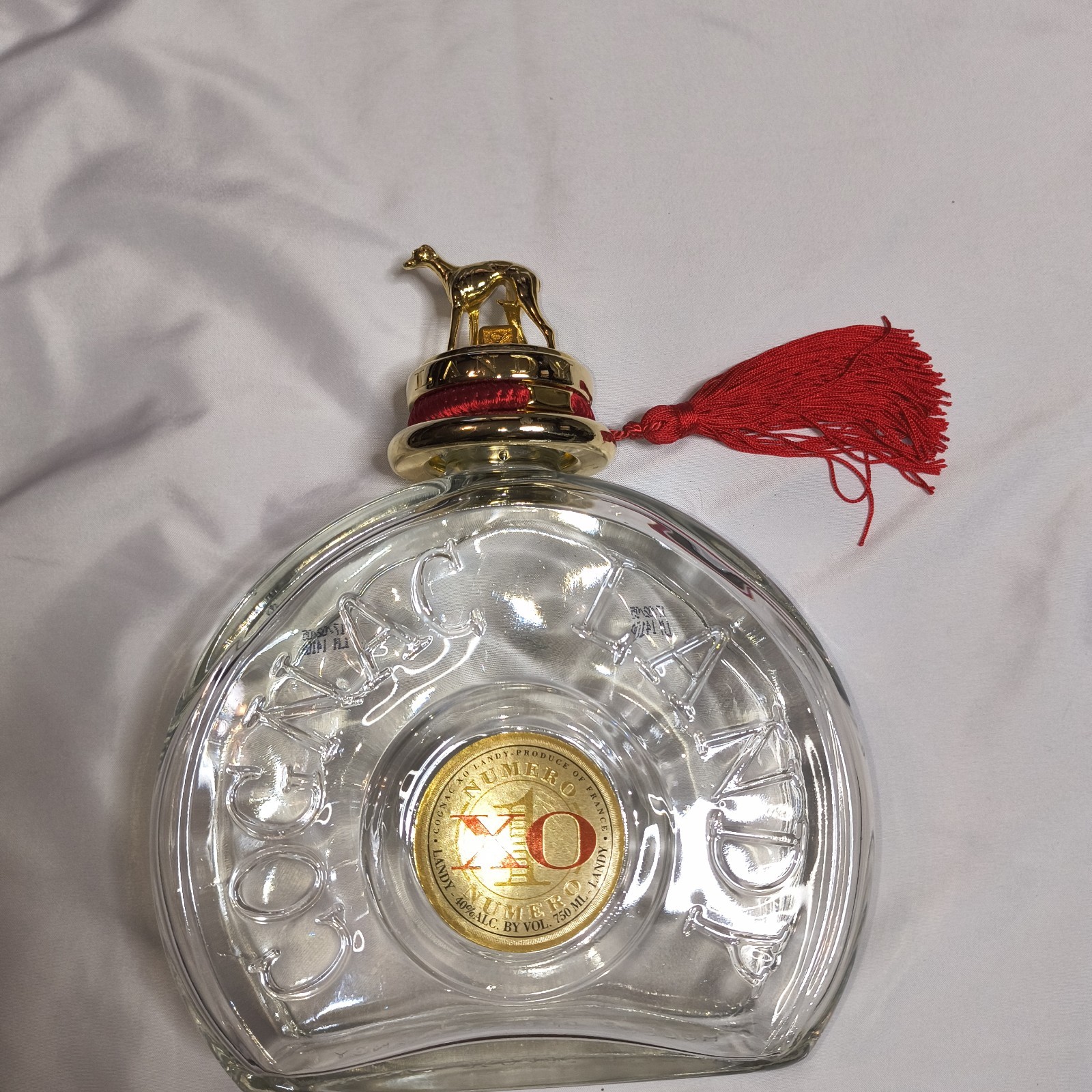 VTG LANDY COGNAC XO Bottle w/ Greyhound Dog Heavy Lid France Vol. 750 ML
