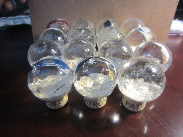 Patron «Extra Anejo» Tequila Empty Glass Bottle with Cork Top, 5 & 7 Years