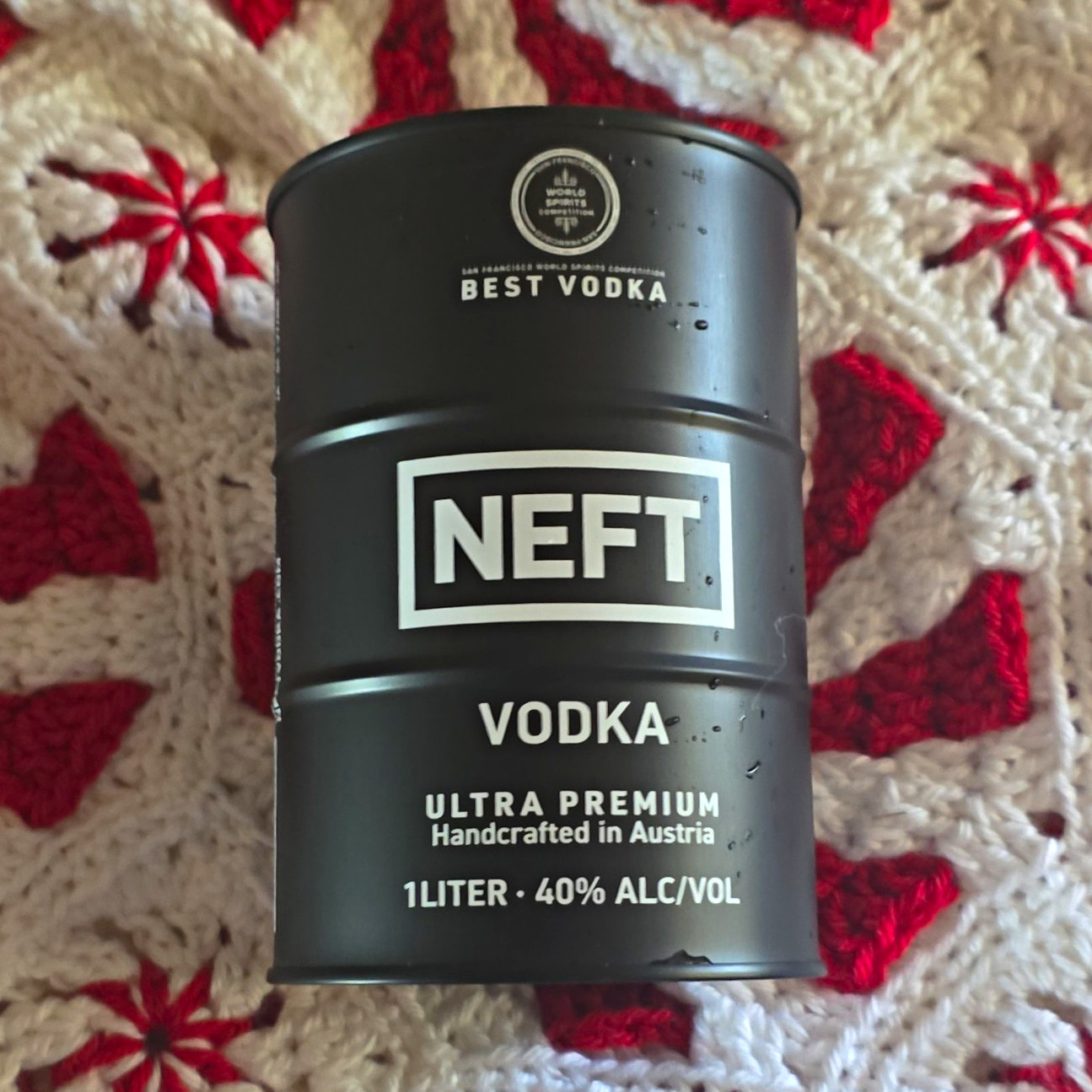 NEFT Vodka 1 Liter Black Collectible Liquor Bottle Container