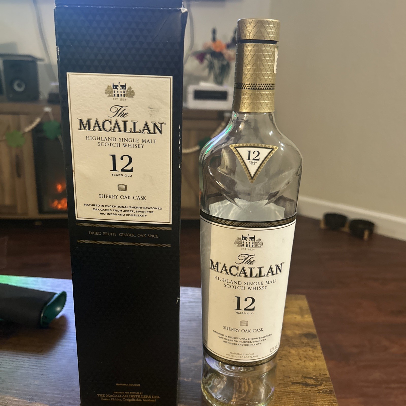 The Macallan Sherry Oak 12 Years Single Malt Scotch EMPTY BOTTLE & Cork With Box