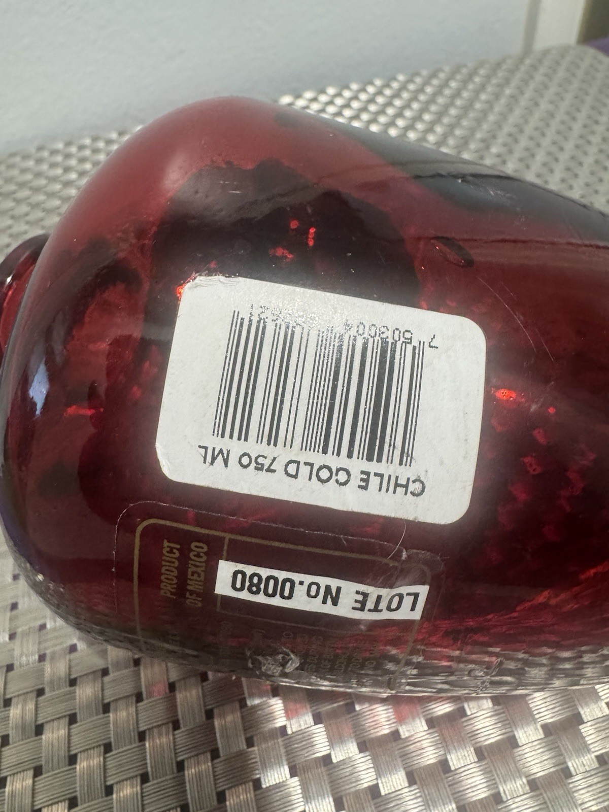 Chili Pepper Traditional Tequila Gold Mexico Product glass Decanter EMPTY Rare