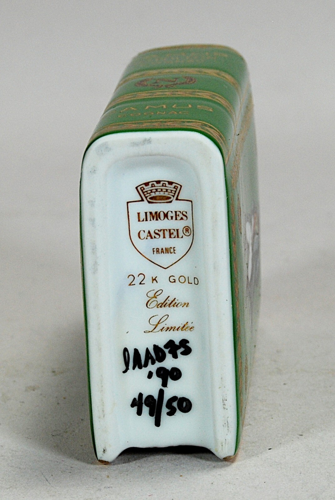 Limoges Castel Camus Napoleon Bicentenial Book-Shaped Cognac Bottle Green