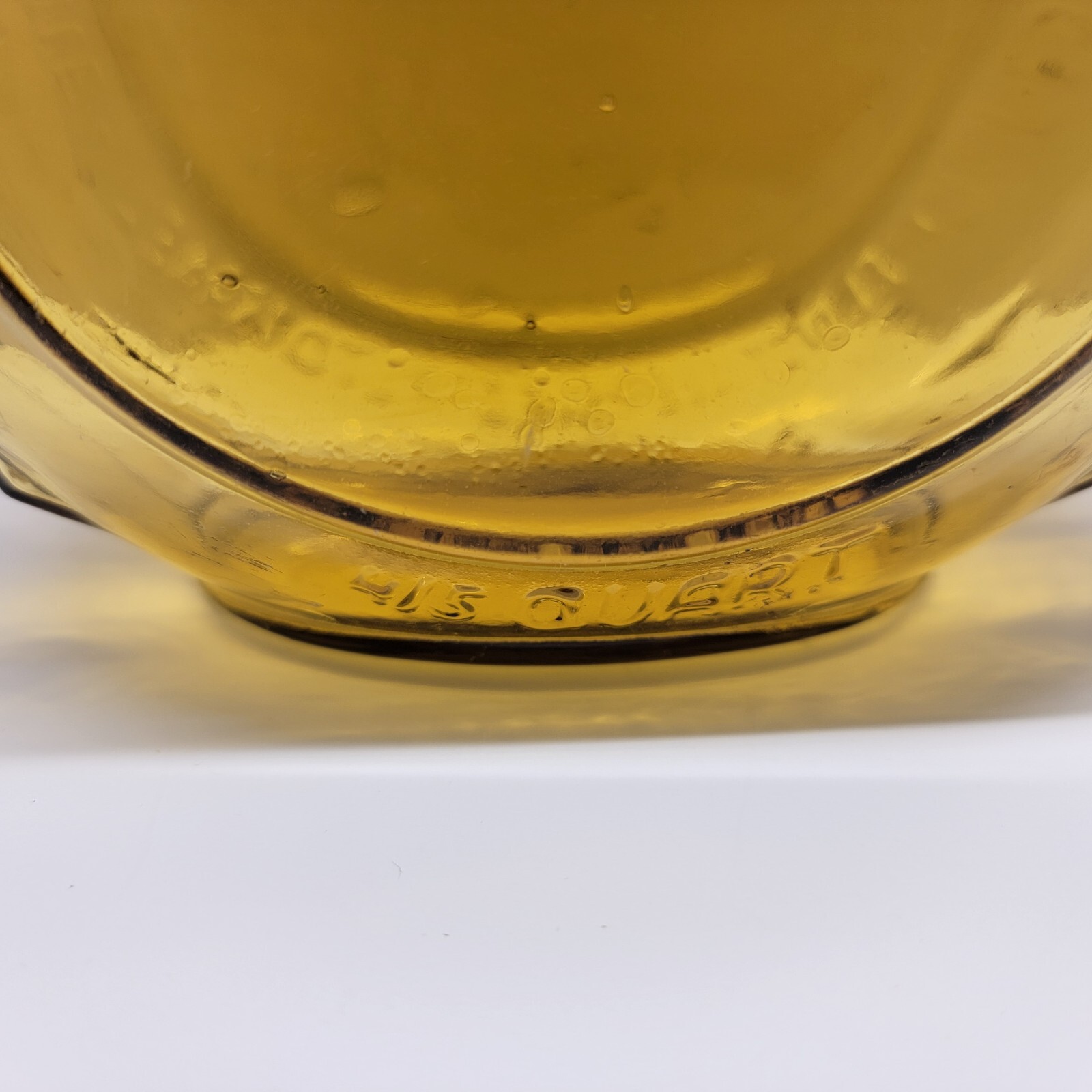 VTG Yellow Glass Israel Distillers Corp LTD Alcohol Decanter Bottle Spiky Round