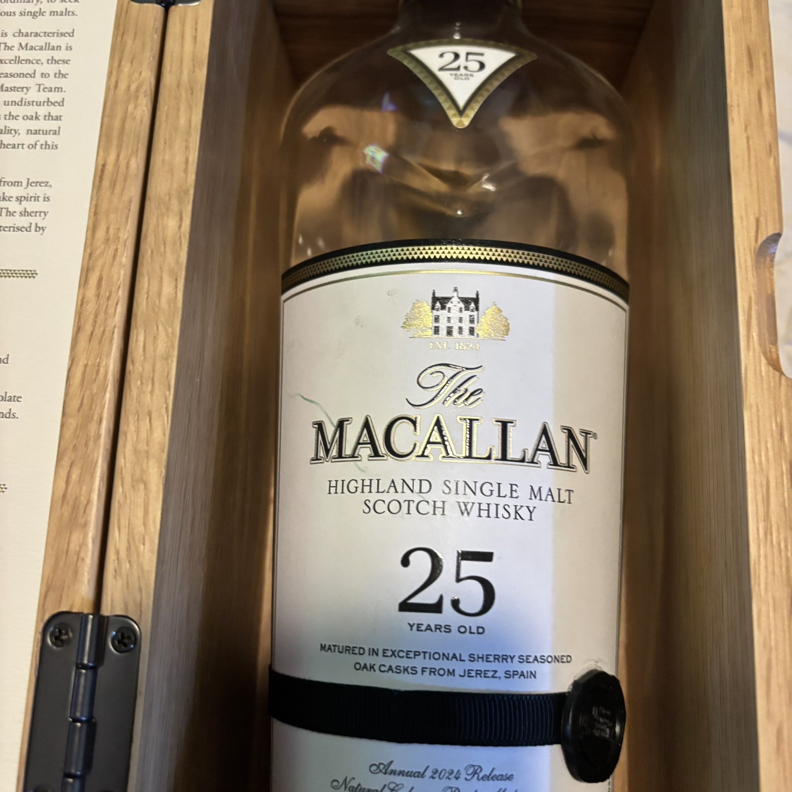 The Macallan 25 Year Wooden Box & Empty Bottle 2024 Release