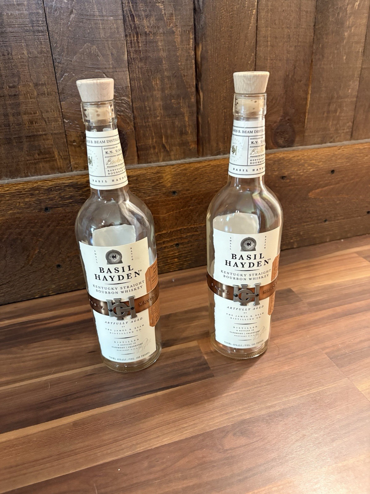 Basil Hayden Whiskey Bottles Set Of 2 Empty 750ml W/ Cork