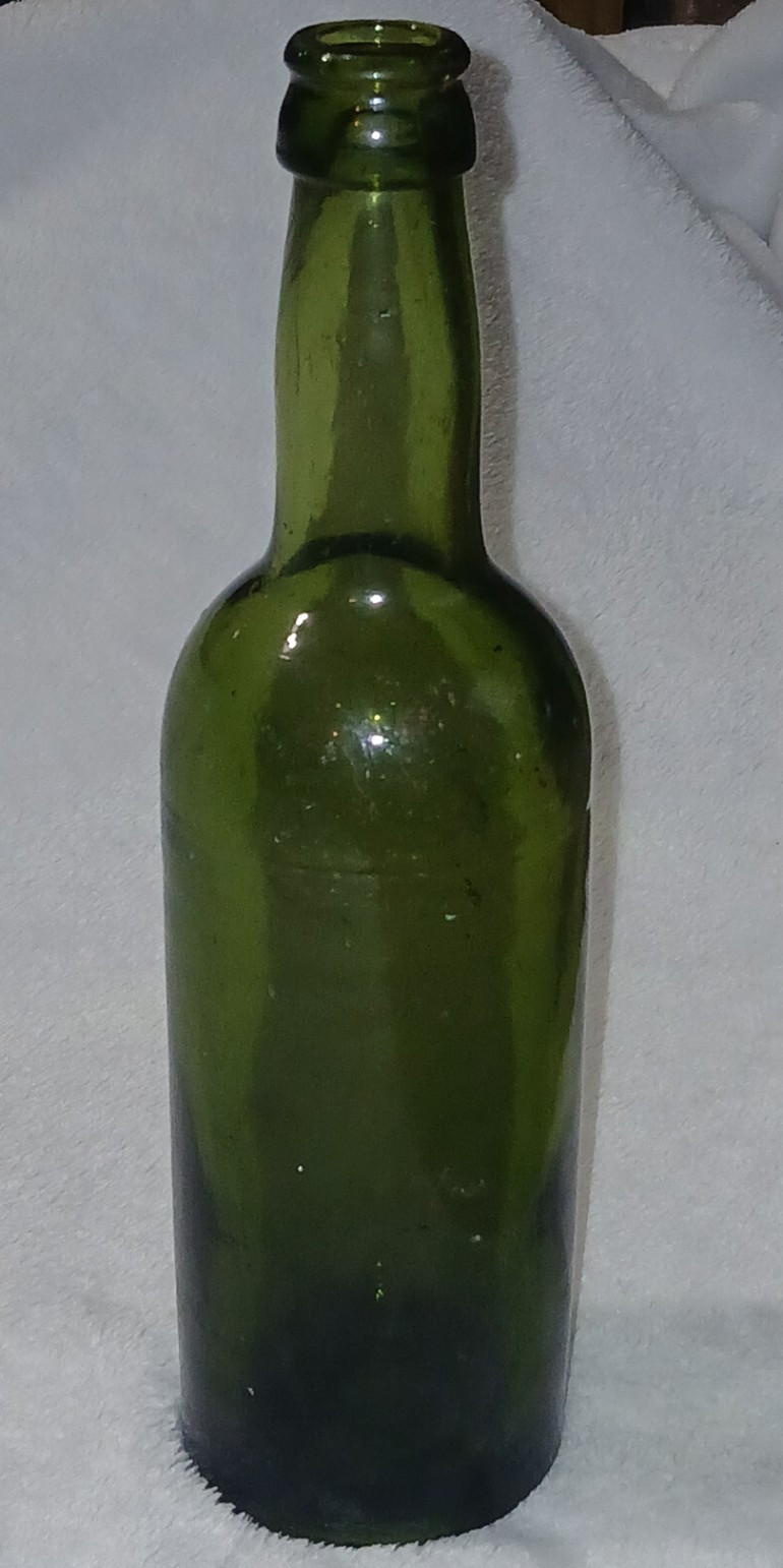 Antique Hand Blown Green Beer Bottle