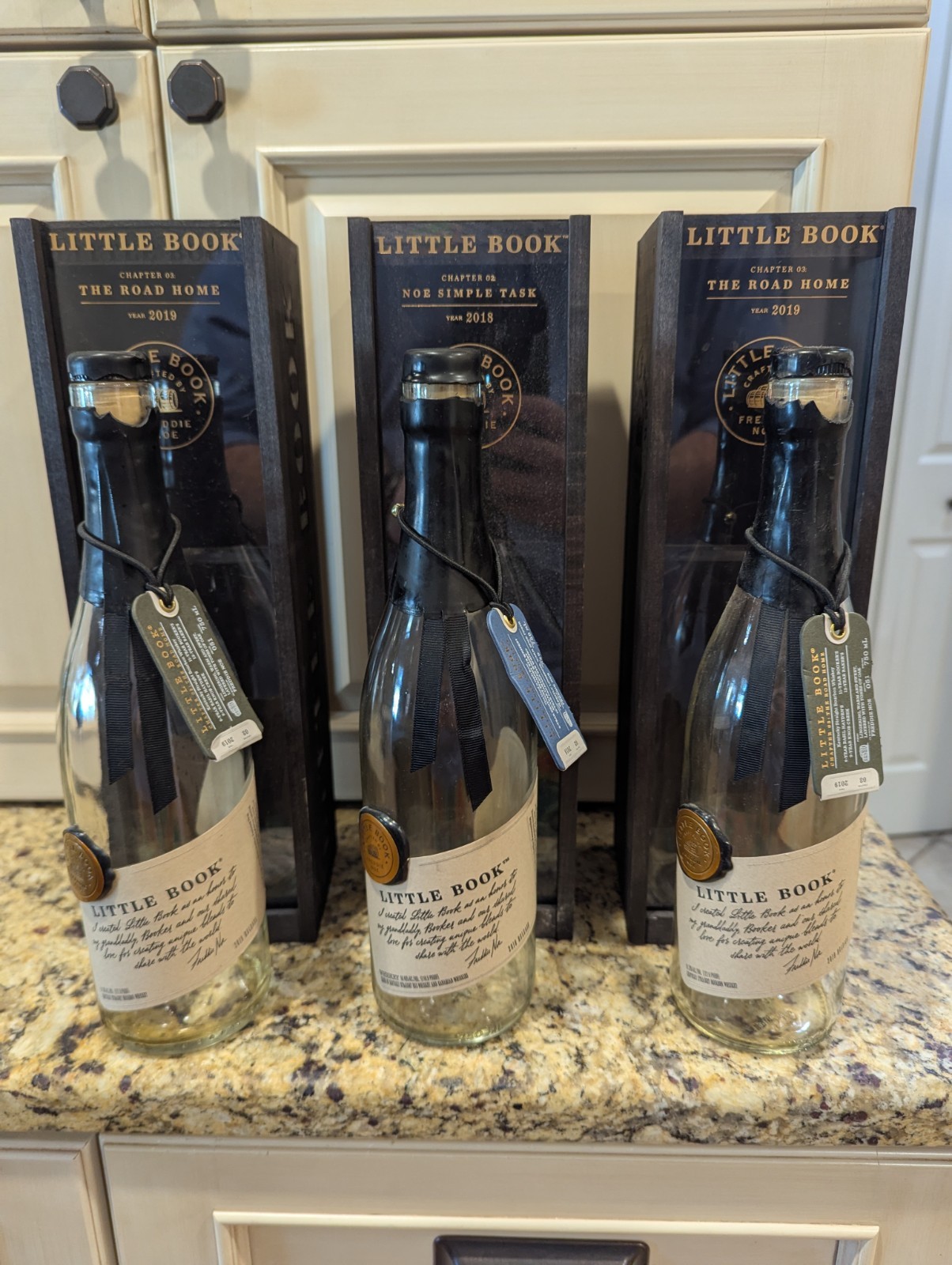 Booker’s Little Book Wooden Box Empty Bottles Set Of 3