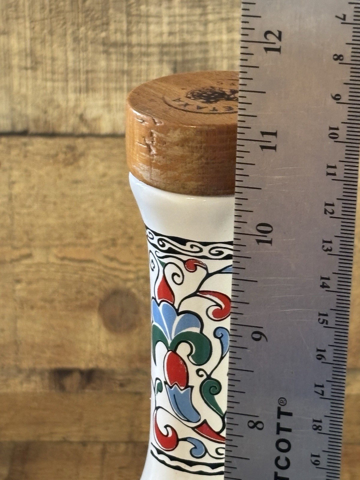 METAXA Liquor Empty Multicolor Floral Bottle Wooden Cork Stopper Made In Greece