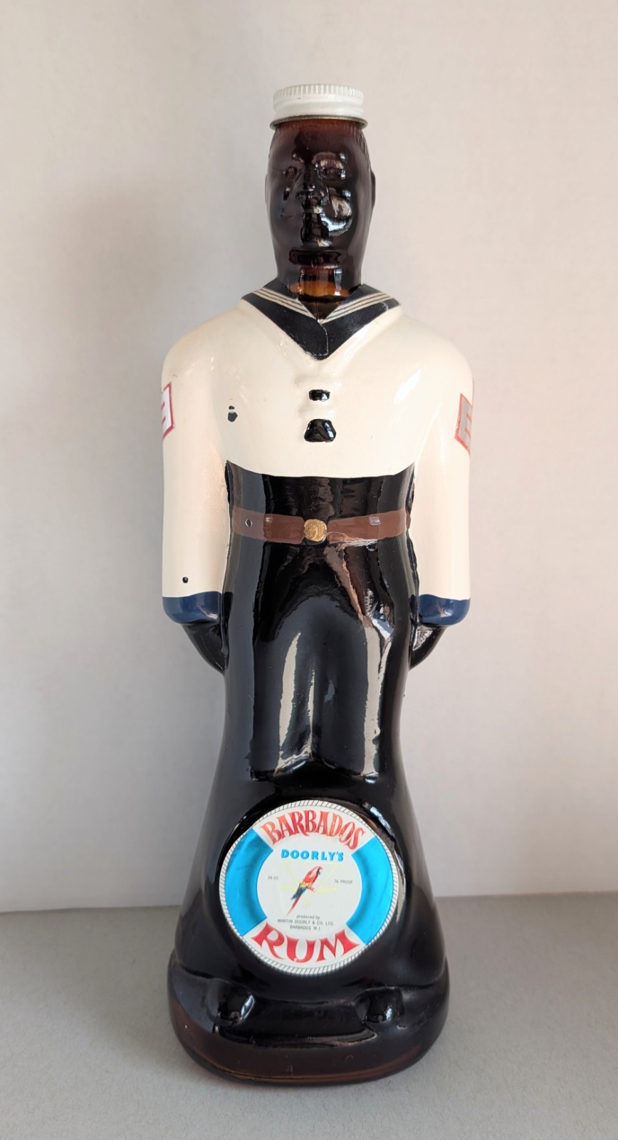 Barbados Sailor Empty Doorly’s Rum Liquor Hand Painted Statue Bottle Military