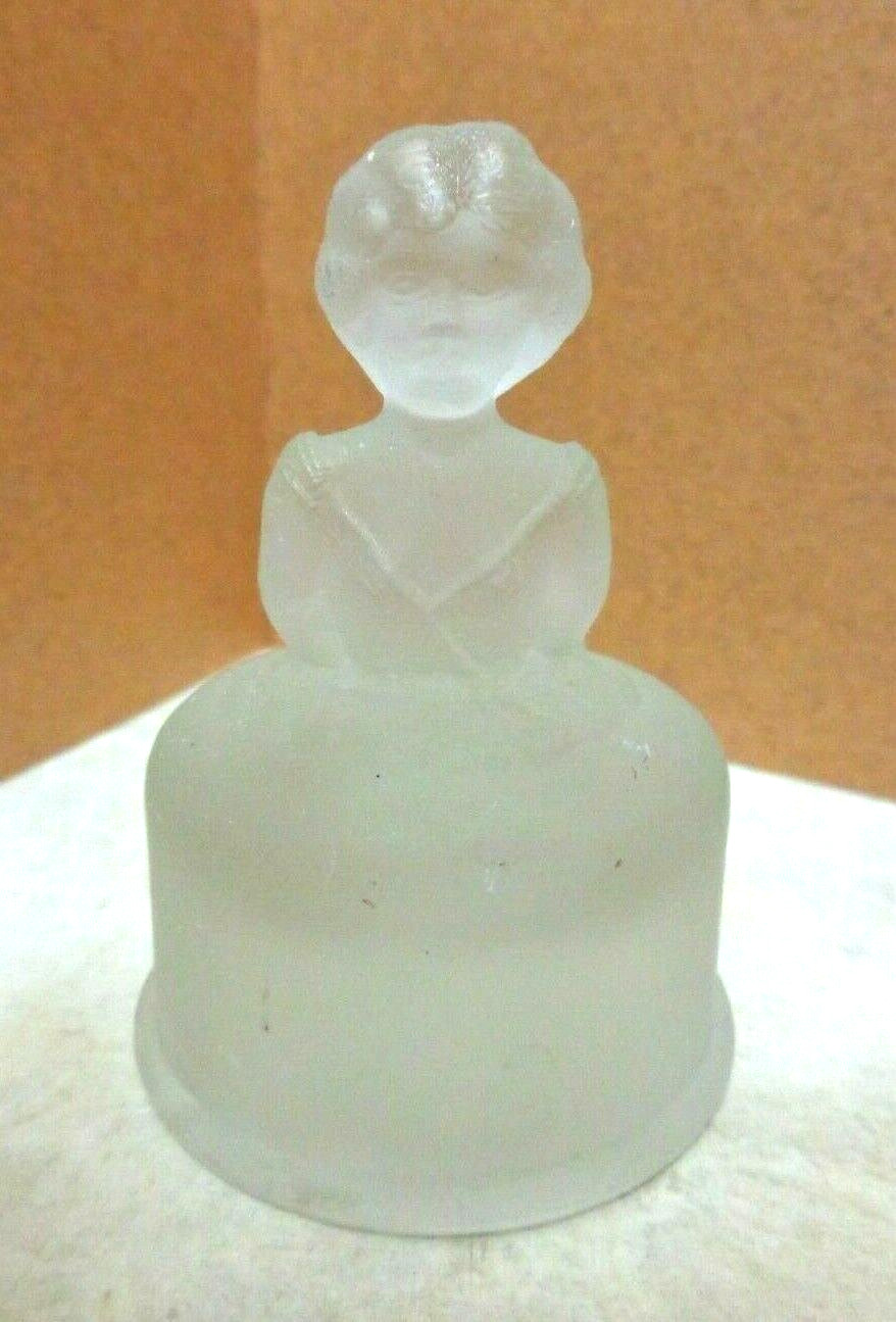 vtg Perfume Stopper Czech Frosted Glass Figural Victorian Lady