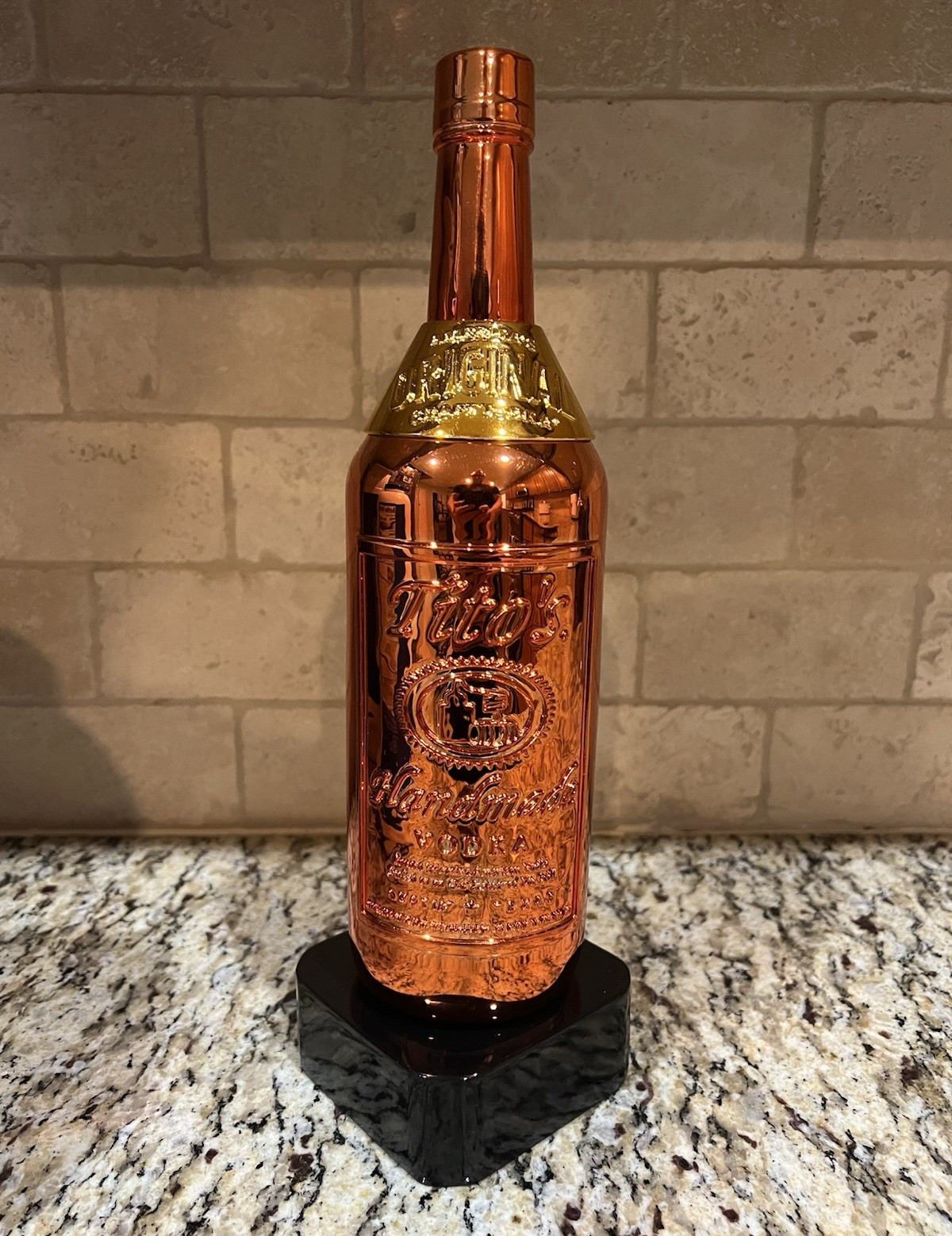 Tito’s Handmade Vodka Copper Liquor Fantasy League Trophy w/ engraving plates.