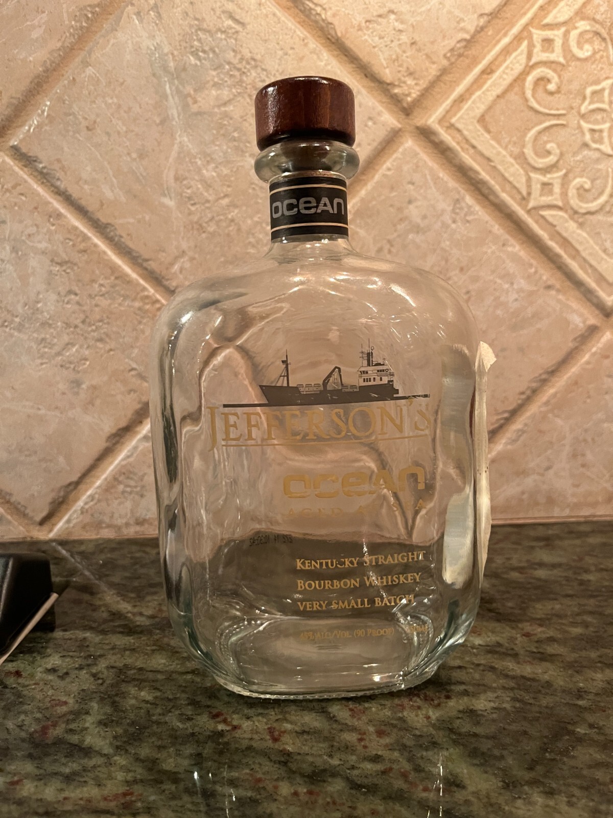 Empty Jefferson’s Ocean Voyage 3 Aged At Sea Bourbon Whiskey Bottle 750ml