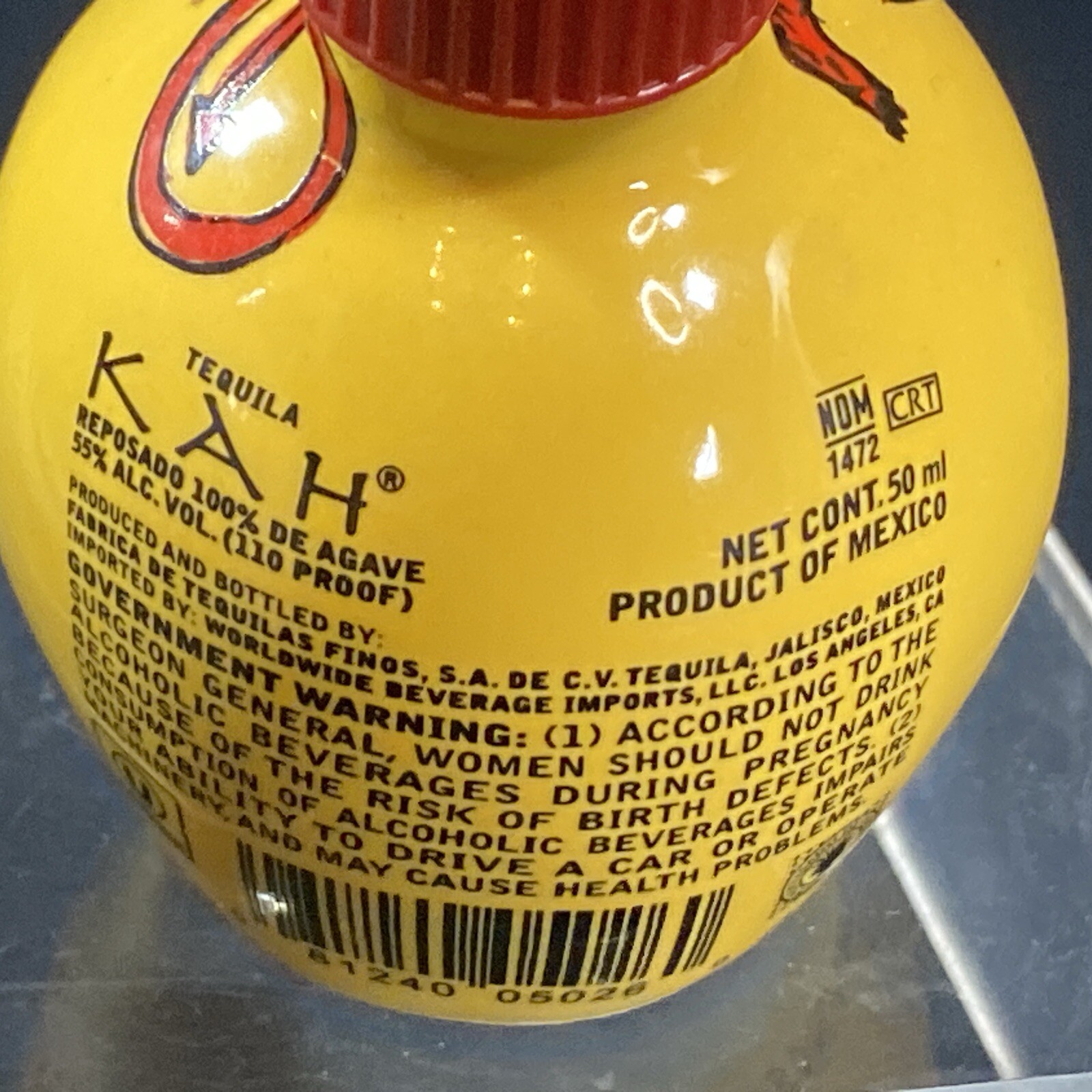 KAH Blanco Tequila Bottle 750 ml. Size. (Empty) Cap Repondo Day Of The Dead 50ml