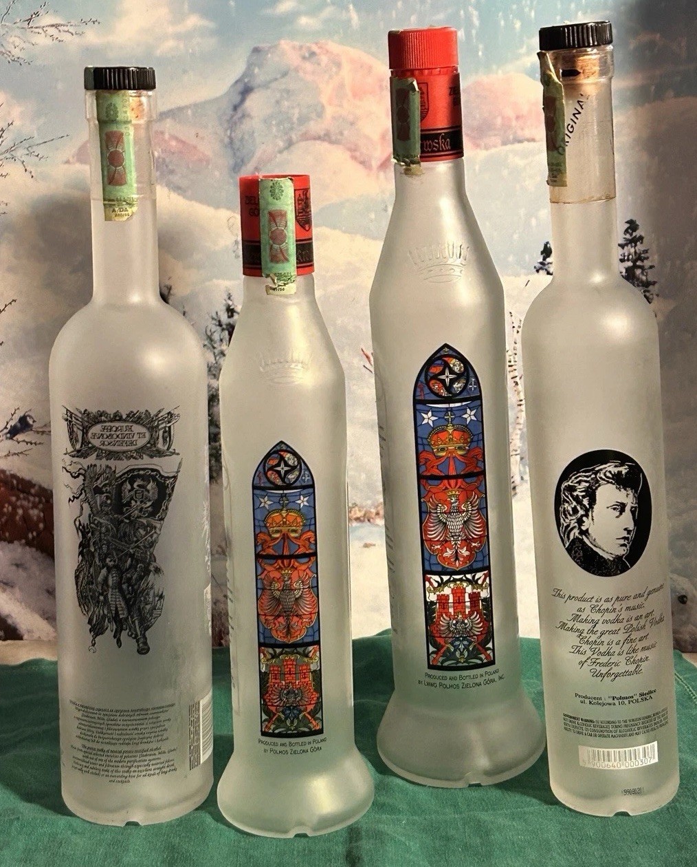 VTG ‘94 of Krolewska Vodka FROSTED EMPTY Bottle “STAIN GLASS WINDOW” Pretty!!