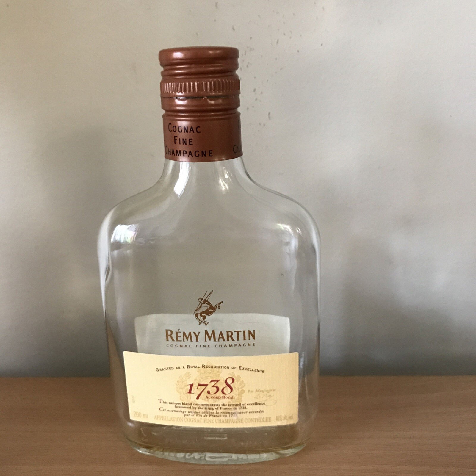 Remy Martin 1738 Accord Royal 200ml Empty Bottle Glass Canister