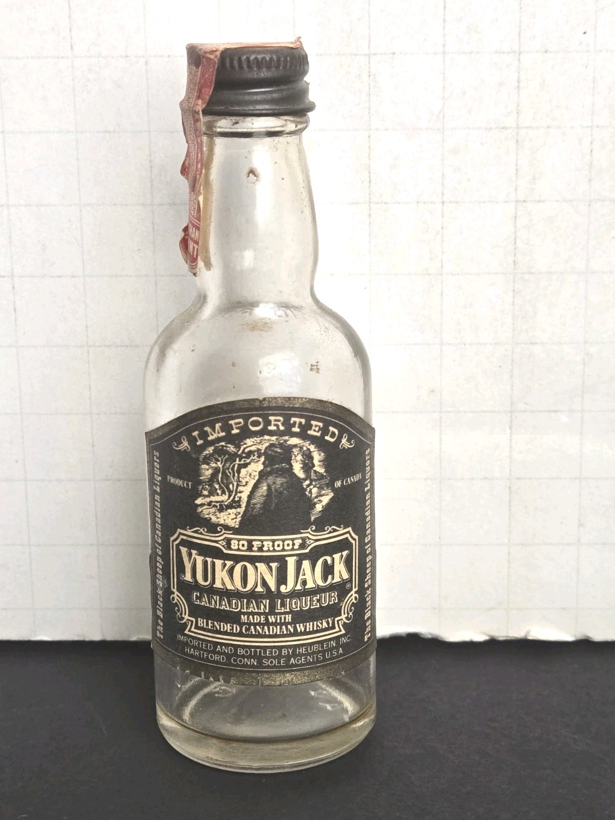 Rare 1960’s Yukon Jack Whiskey Miniature Mini Empty Glass Bottle
