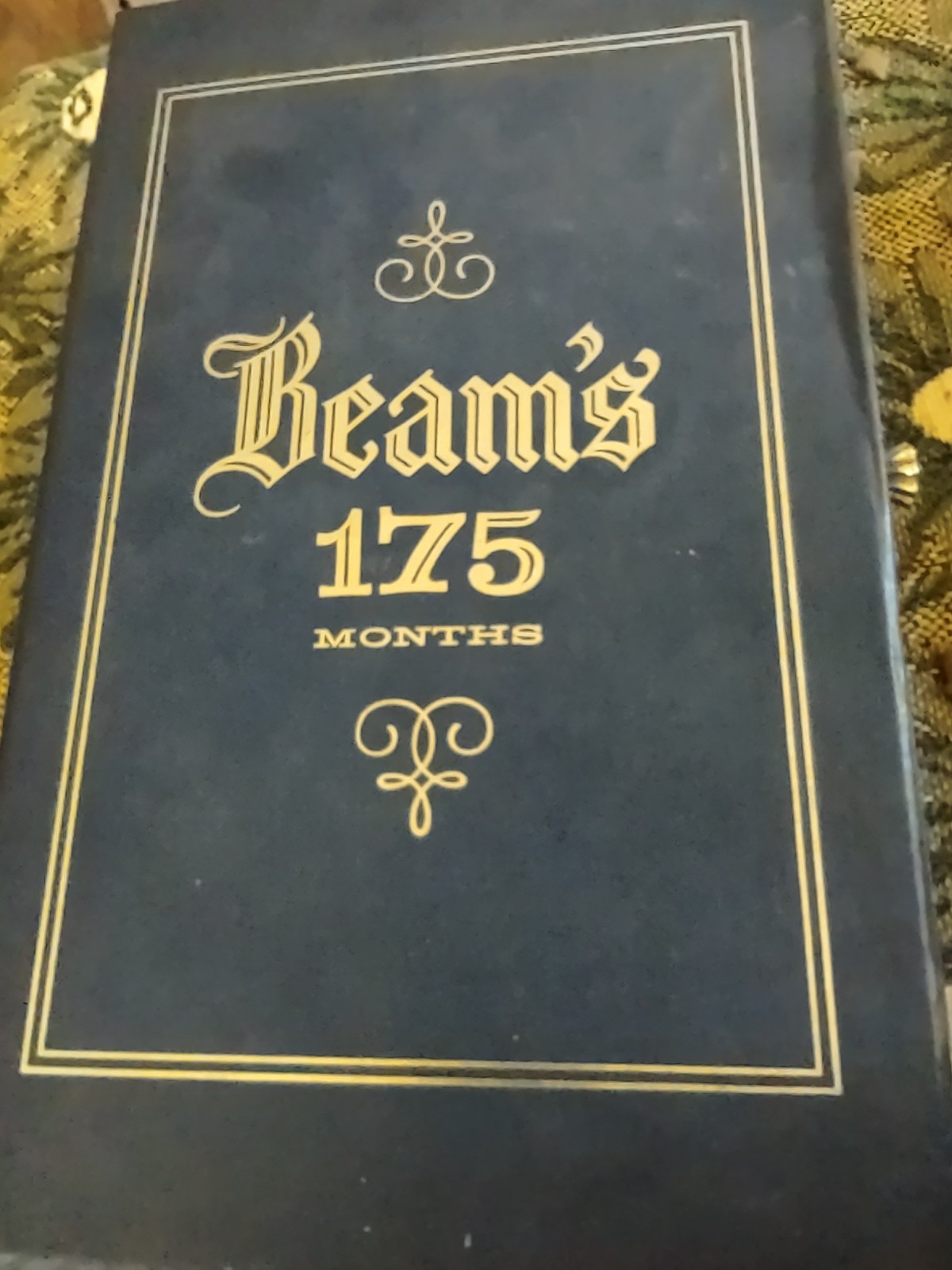 Vtg 1963 Jim Beam Cobalt Blue & Gold 175 Months Whiskey Empty Decanter w/ Box