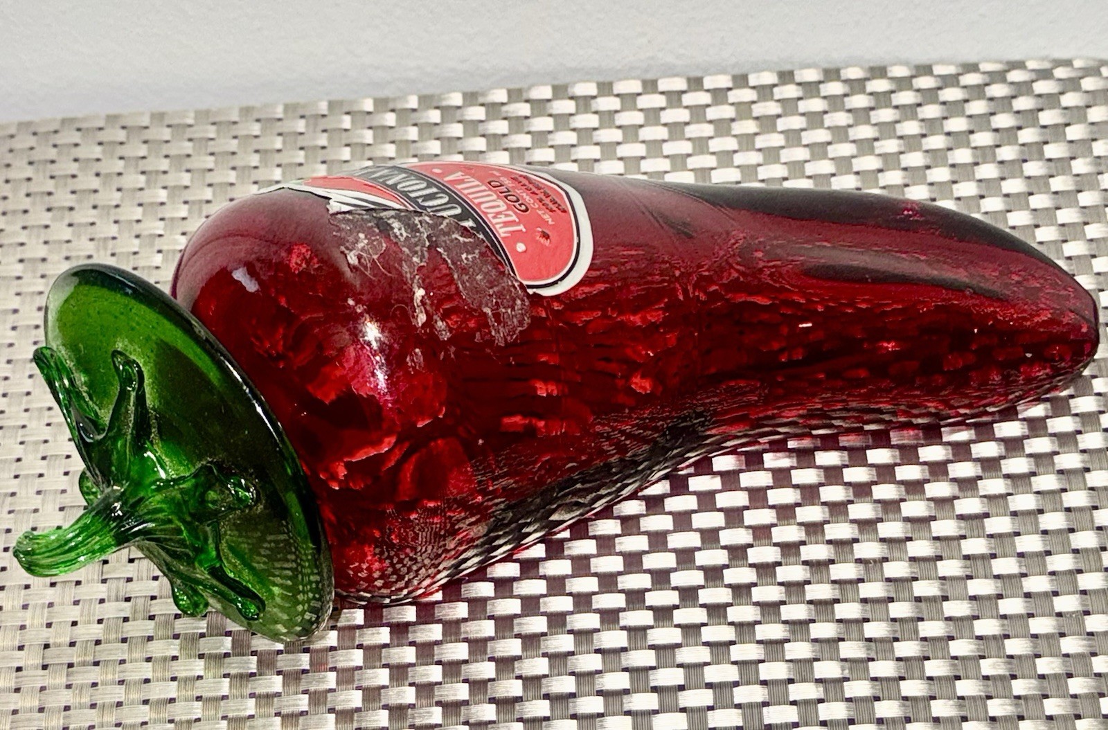 Chili Pepper Traditional Tequila Gold Mexico Product glass Decanter EMPTY Rare
