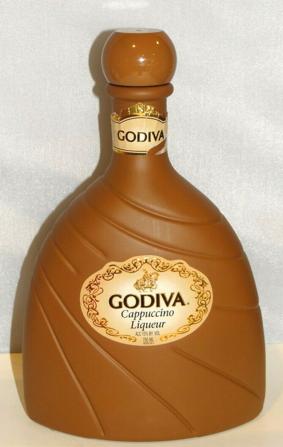 GODIVA Cappuccino Liqueur Empty 750ml Bottle Embossed Glass Bottle Empty