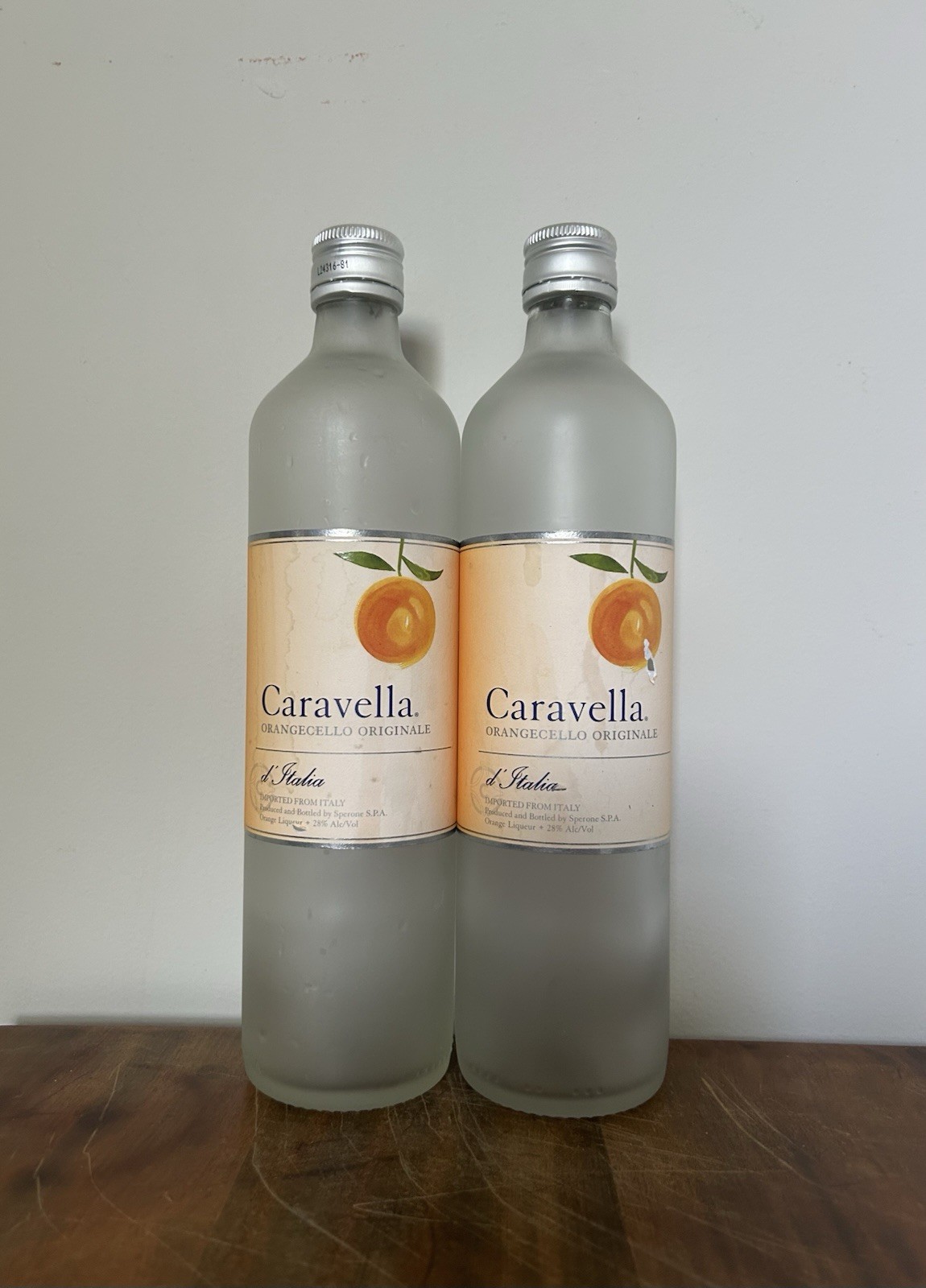 3 Empty Frosted Clear Glass Caravella Orangecello Liqueur Bottles 750mL And Lids