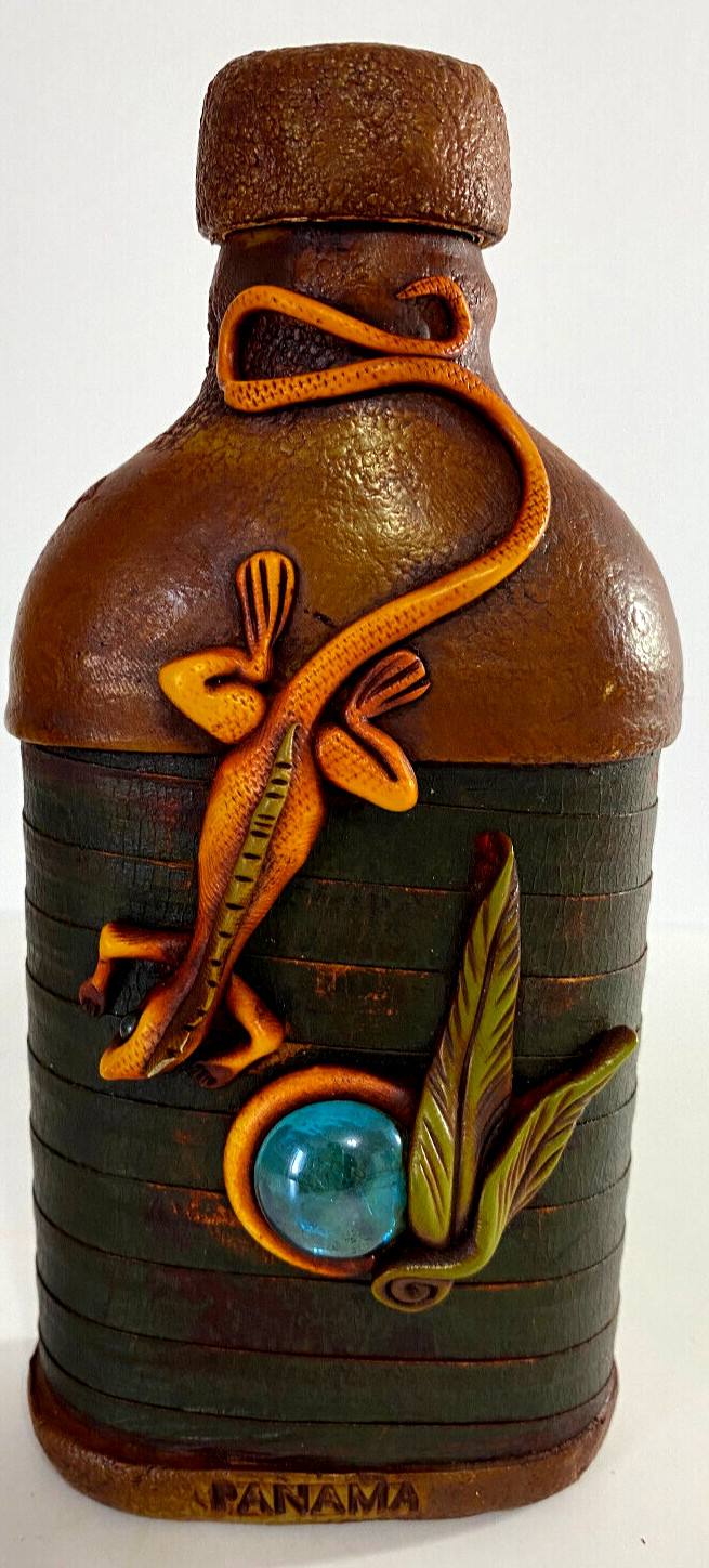 Sculpture Bottle, Panama, Features Lizard, Stone
