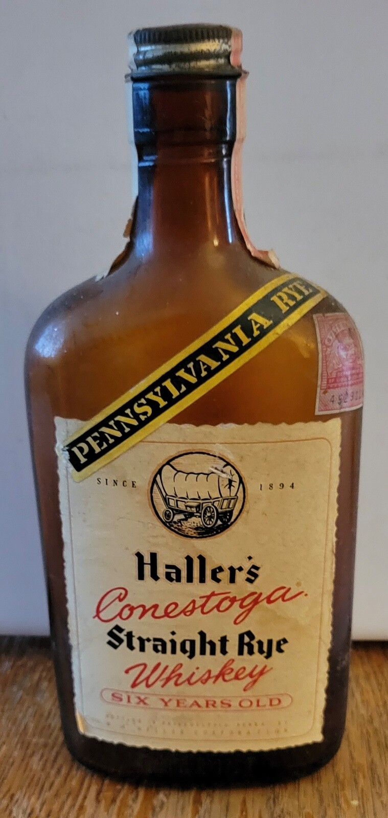 HALLER’S CONESTOGA STRAIGHT RYE WHISKEY -EMPTY Antique BOTTLE – 1940’S