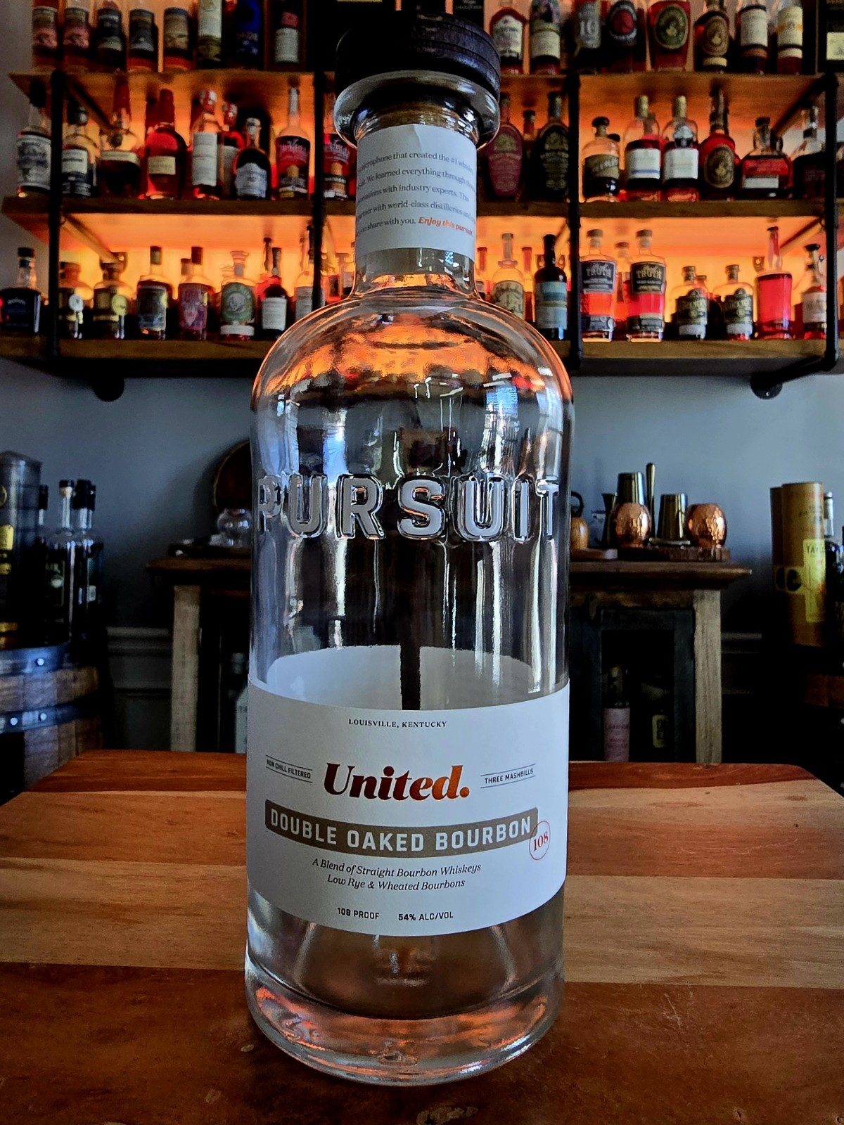 Pursuit United Double Oaked Bourbon Empty Bottle 700 mL with cork