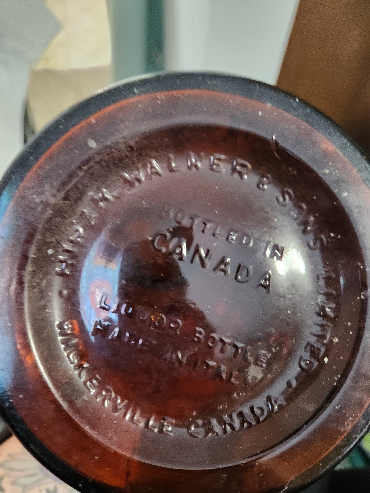 Vintage Canadian Club Whiskey Texas Mickey Empty Bottle And Pump