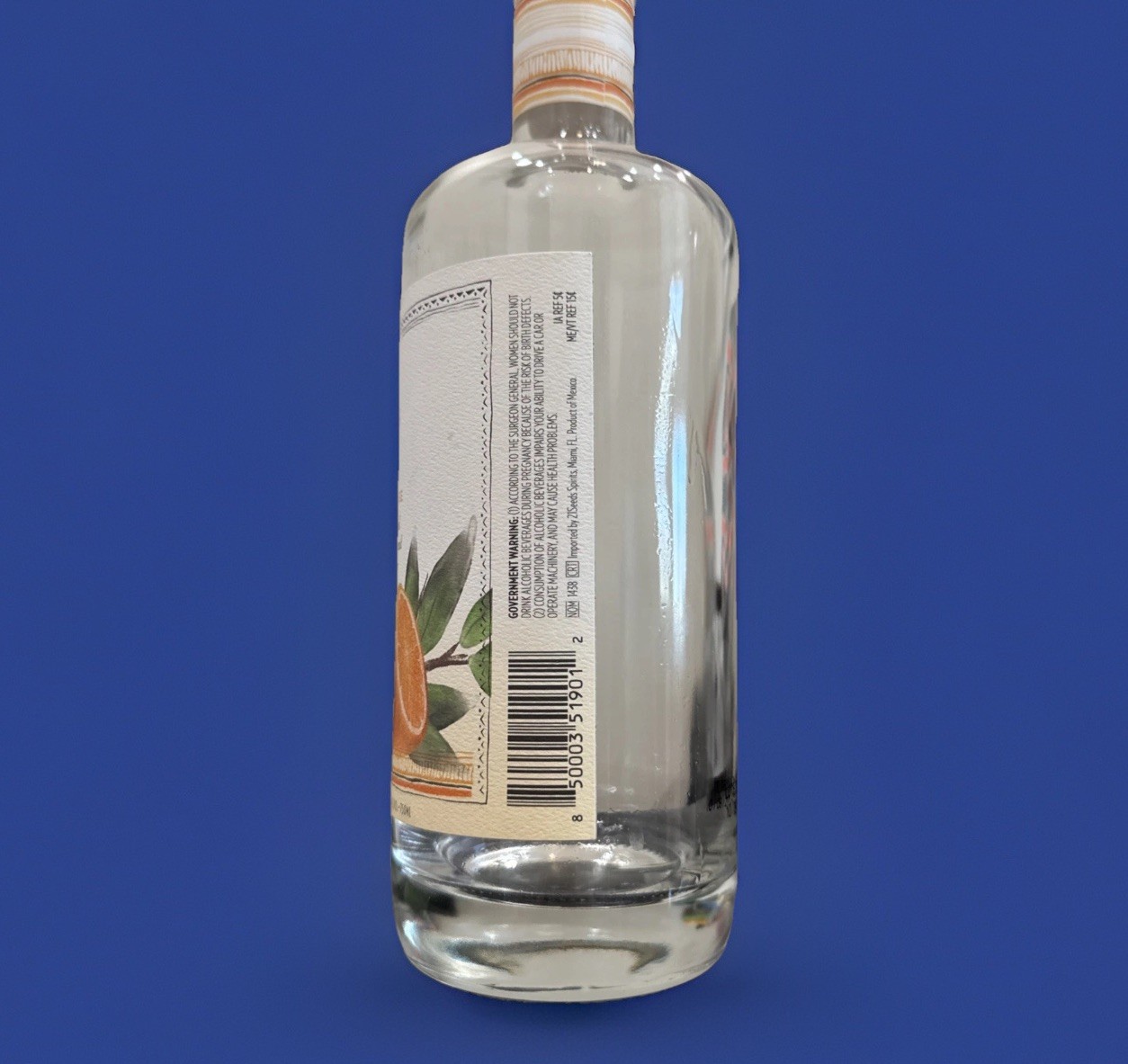Empty Tequila Bottle 21 Seeds Valencia Orange Label, 750 ml