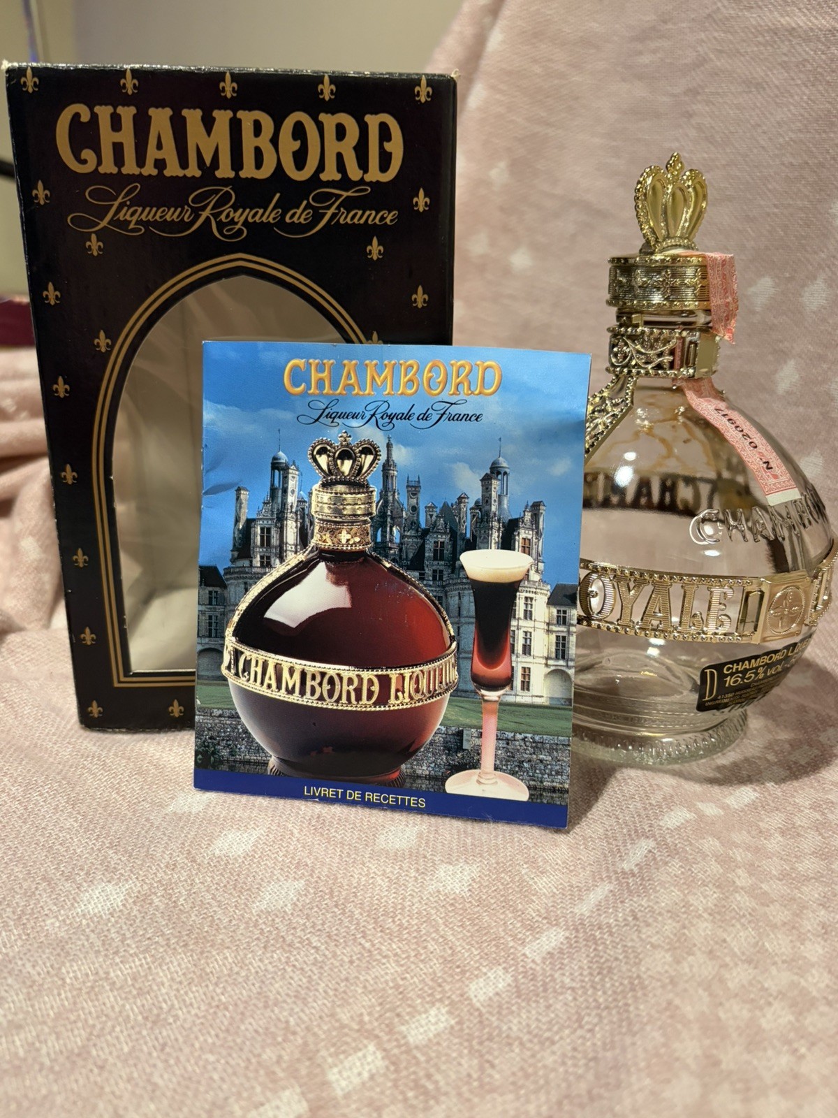 Vintage Chambord 500ml Bottle w Box & Recipe Book – Empty Decorative Display