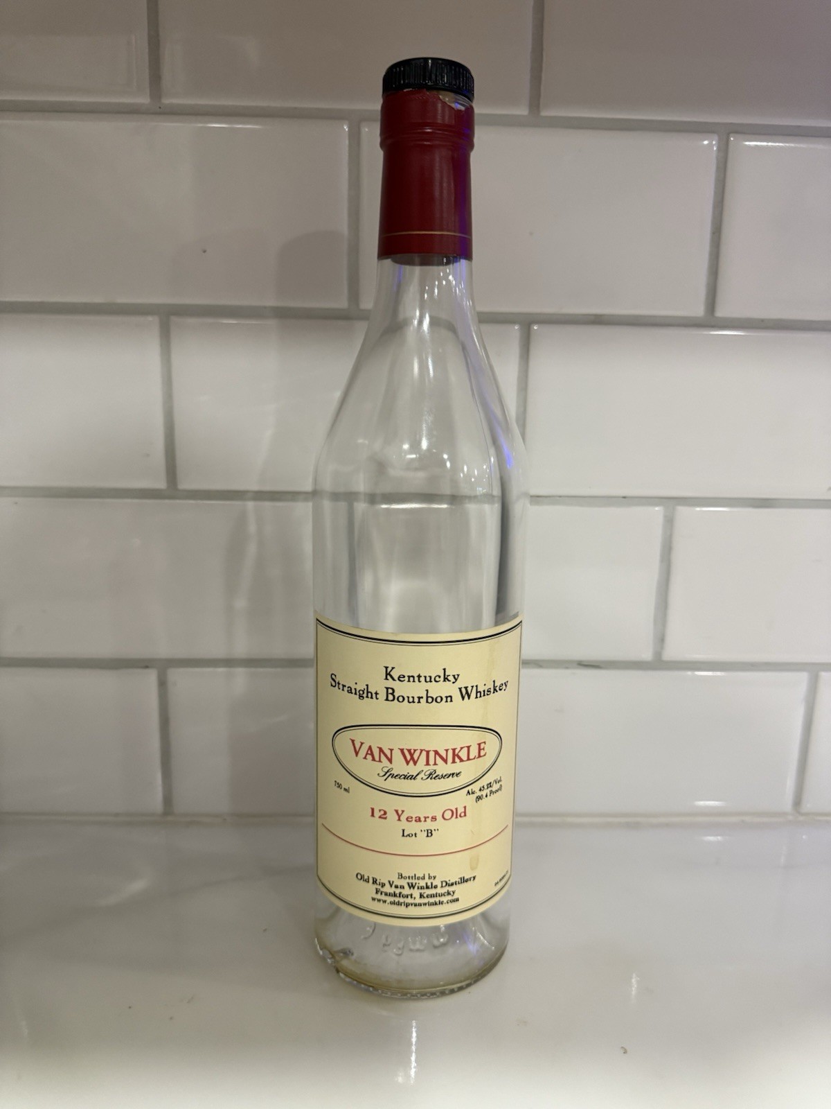 Van Winkle 12 Year *EMPTY* Bourbon Bottle- Buffalo Trace- Pappy
