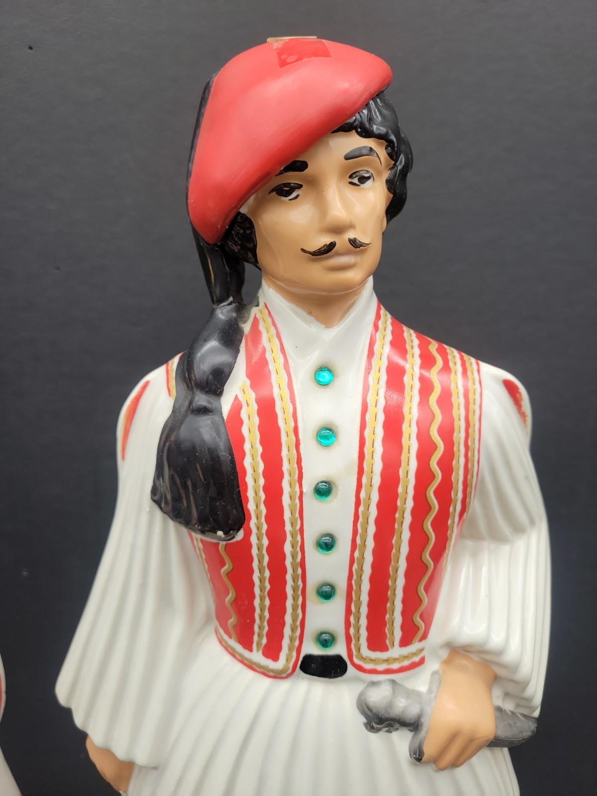 Vintage Metaxa Greek Liqueur Porcelain Figures Empty Bottles Made In Italy 1960s