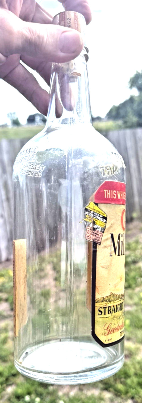 RARE ANTIQUE ORIGINAL » G $ W MILL FARM » WHISKEY PAPER LABEL BOTTLE!!