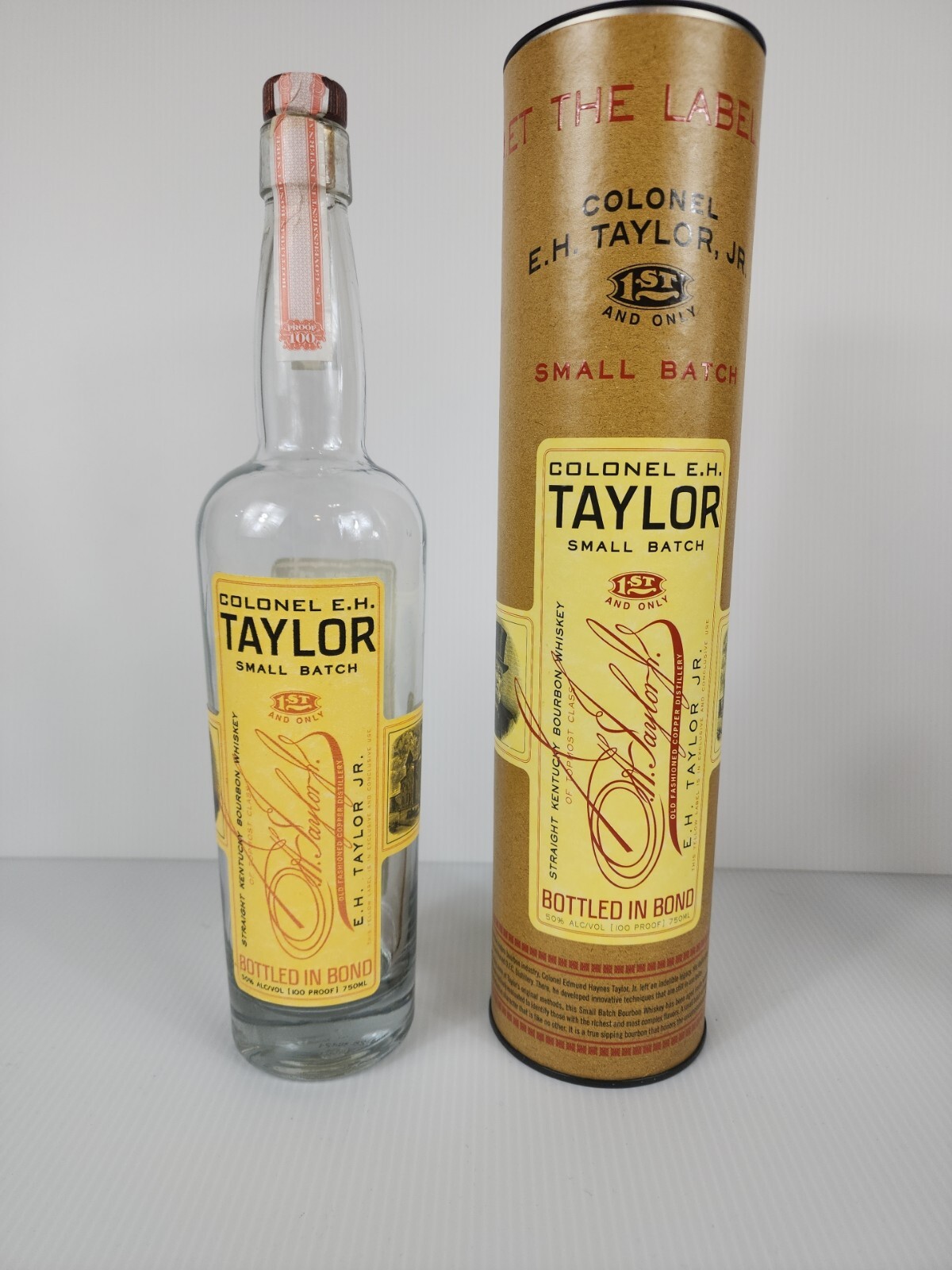 Colonel EH Taylor Small Batch Bourbon Whiskey Empty 750ml Bottle Cork and Tube