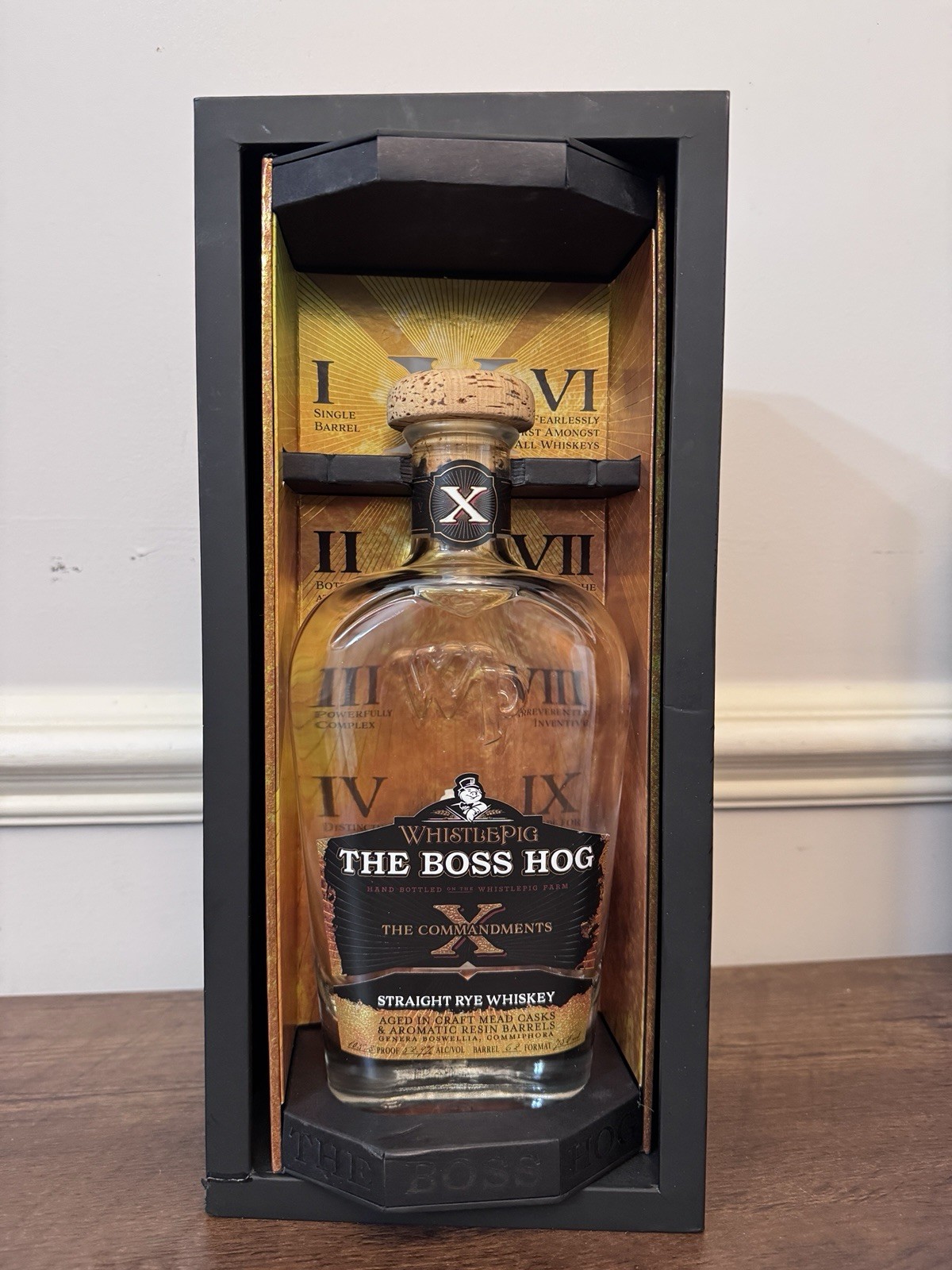 Whistlepig BOSS HOG X The Commandments BOX & BOTTLE Unrinsed Rye Whiskey EMPTY