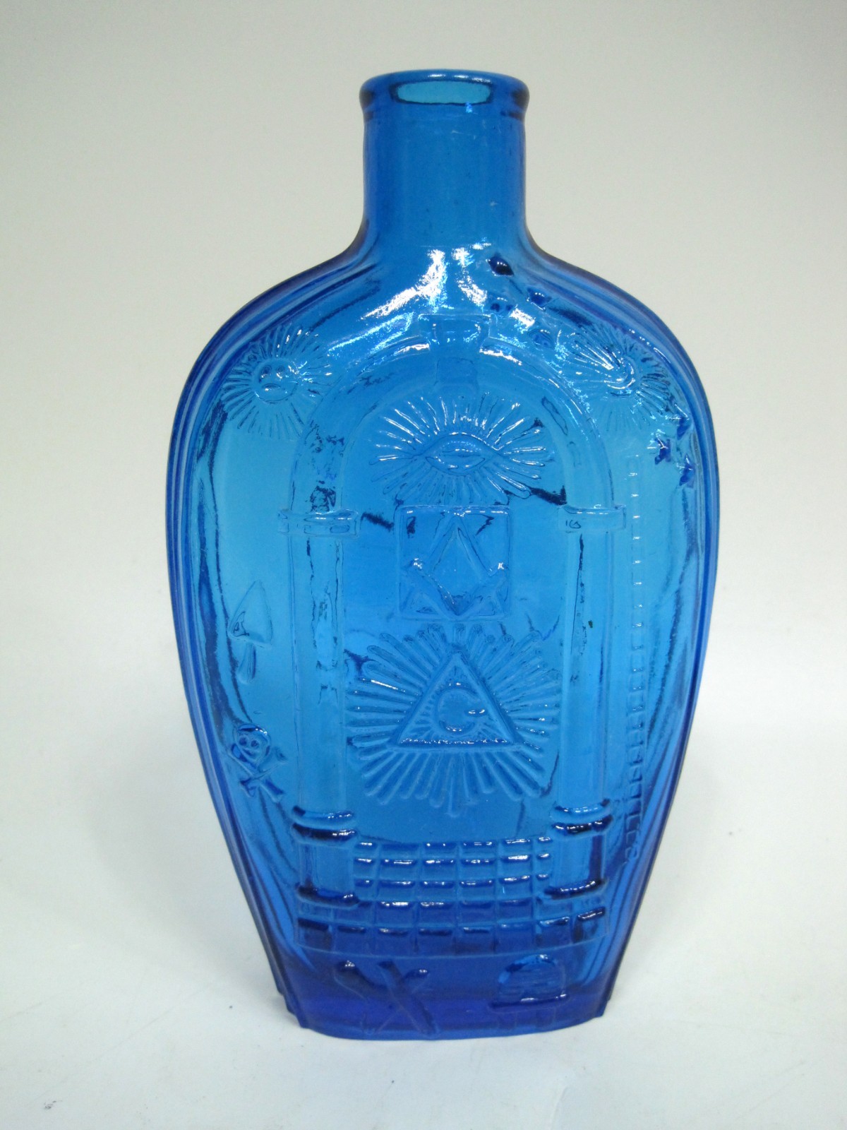 VTG Blue Masonic Symbol Bottle Federal Eagle Unmarked Old Sturbridge Village?