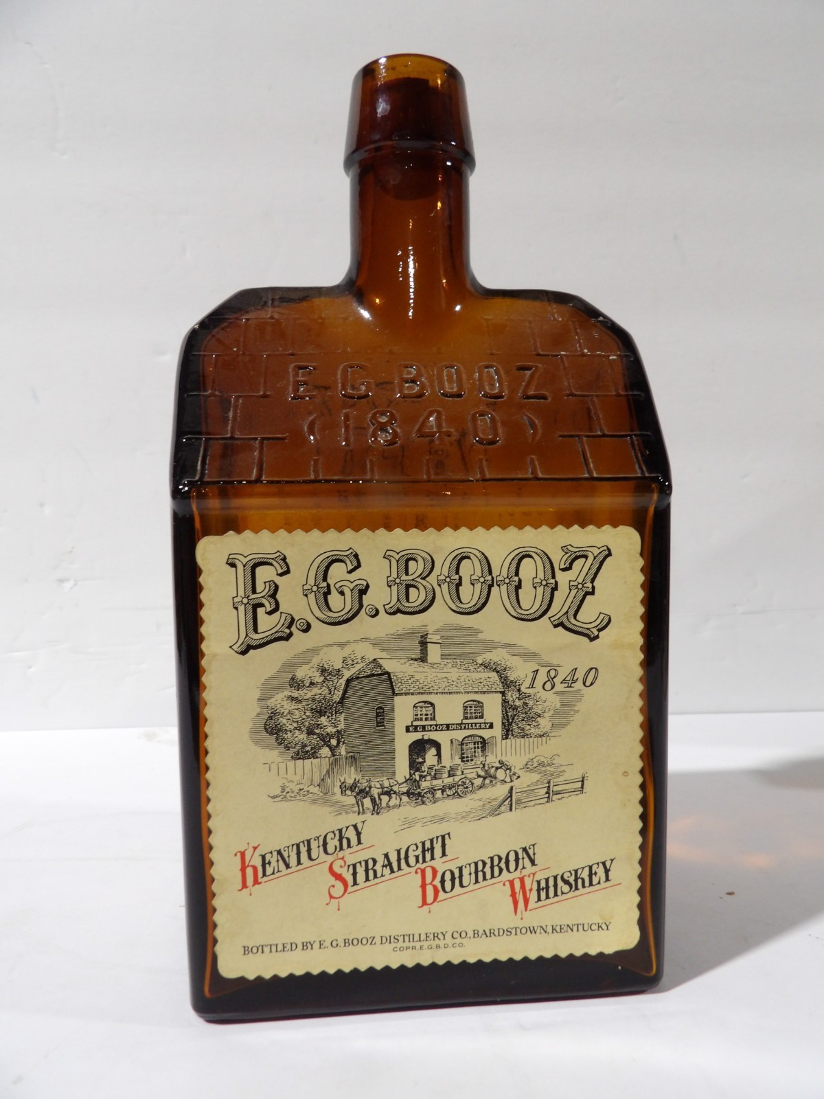 E.G Booz Kentucky Straight Bourbon Whiskey 1950’s Bottle