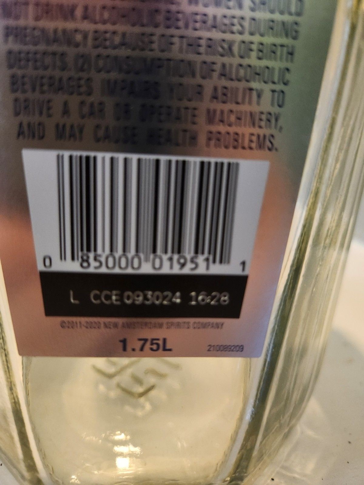 New Amsterdam No. 525 Vodka 1.75 Liter Empty Bottle