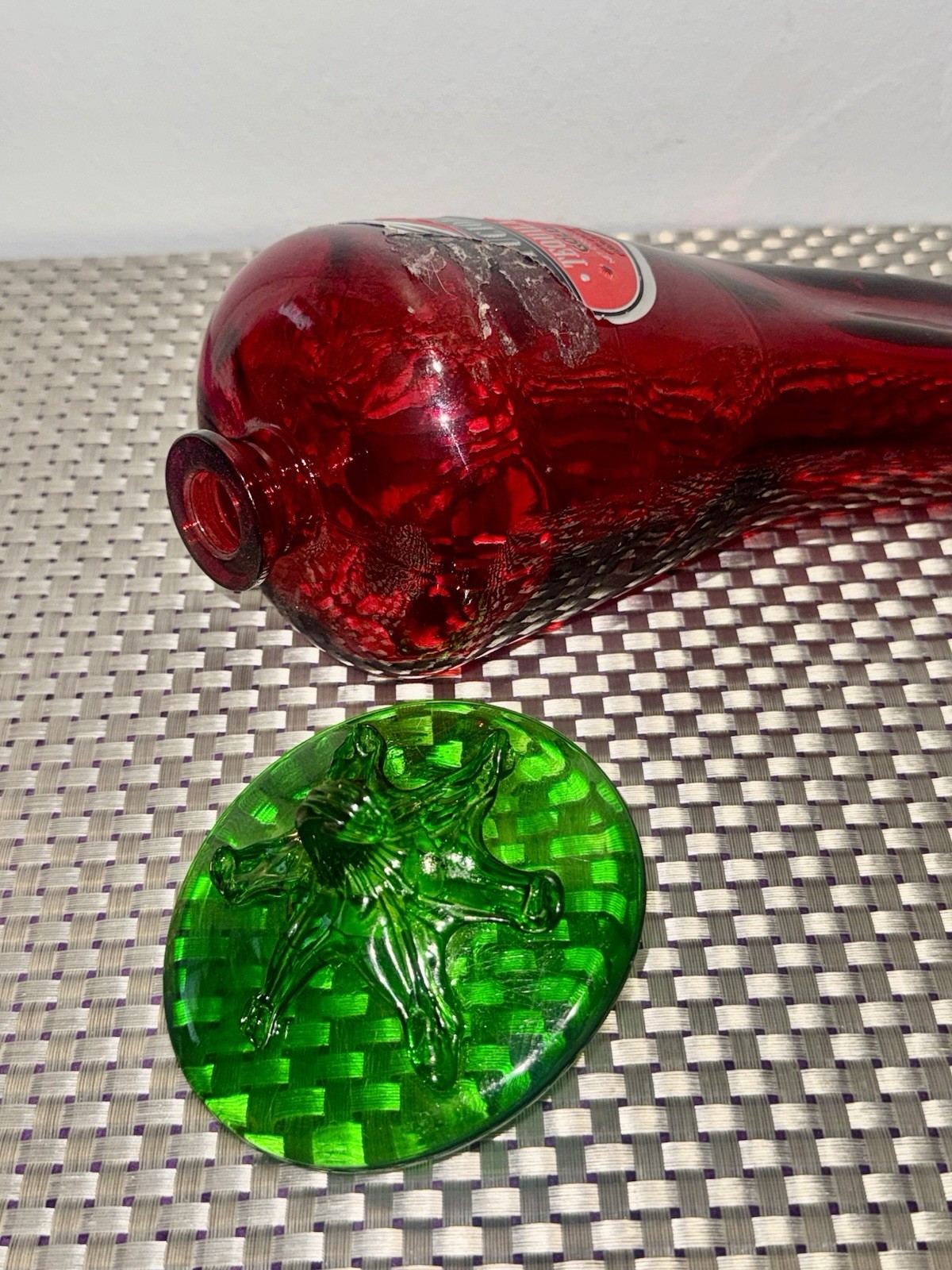 Chili Pepper Traditional Tequila Gold Mexico Product glass Decanter EMPTY Rare