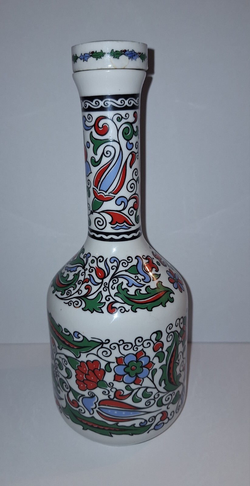 Empty Metaxa Liquor Decanter Hand Made Porcelain w/Lid Made in Greece Vintage