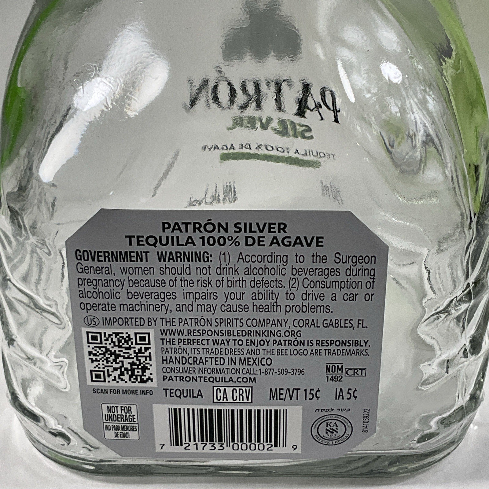 Patron Silver Tequila 750ml – Empty Bottle with Box