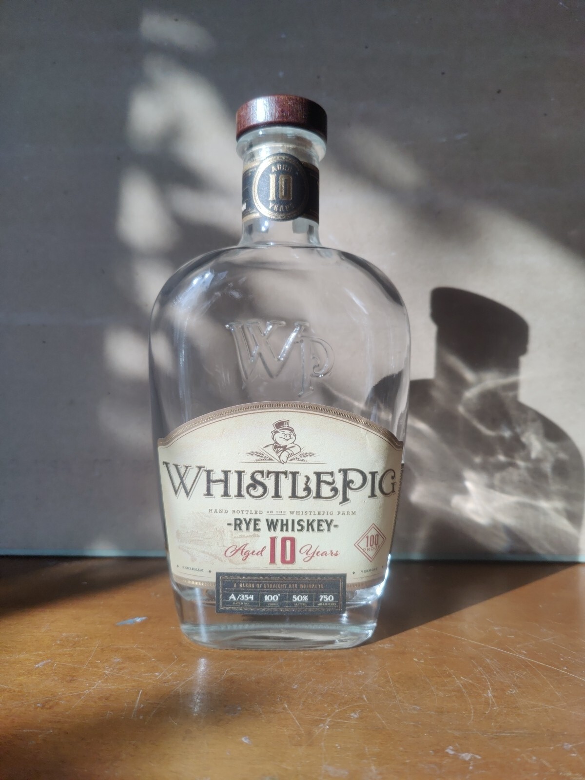 WhistlePig 10 Year Old Straight Rye Whiskey Empty Bottle Whistle Pig, 750 ml