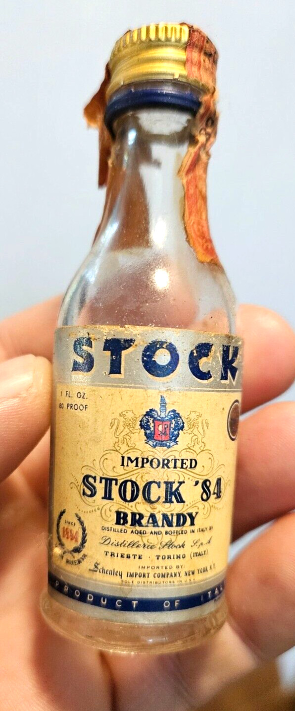 STOCK ’84 Brandy 1/10 Pint Empty Glass Bottle took stock in buzz