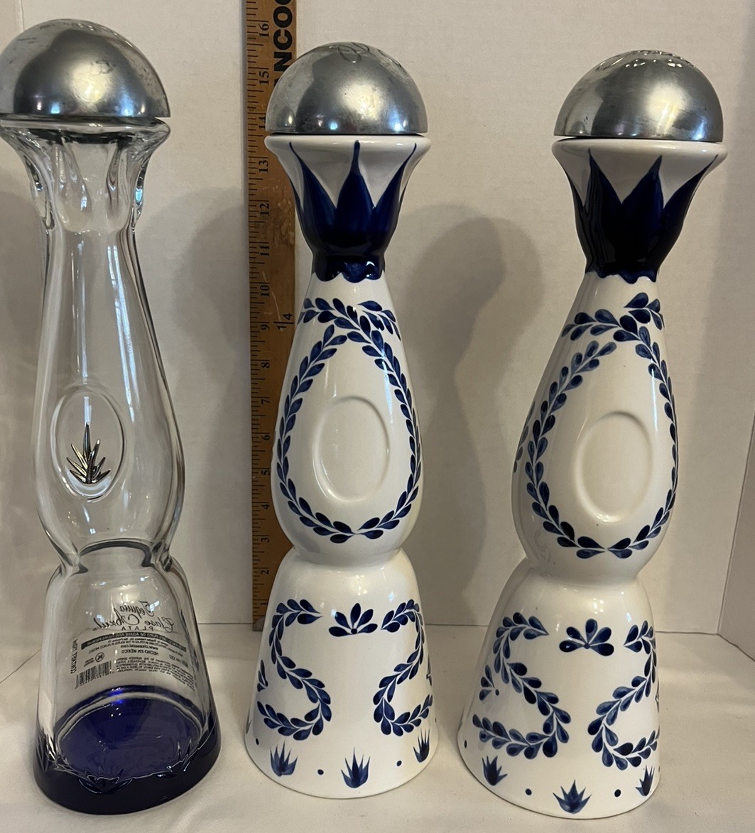 3 Empty Clase Azul Reposado Tequila Bottles